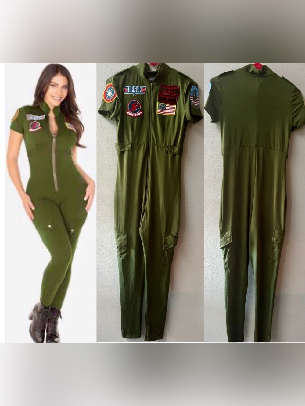 Leg Avenue Sexy Top Gun Costume Women Flight Suit W/Interchangeable Name Size L